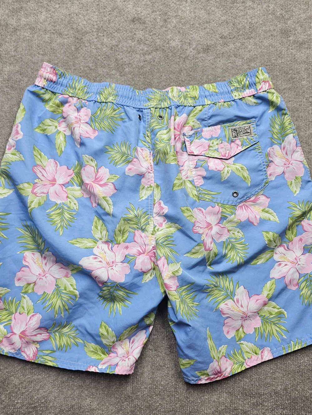 Polo Ralph Lauren Men’s XXL Swim Trunks Blue Pink Floral Hawaiian Board Shorts